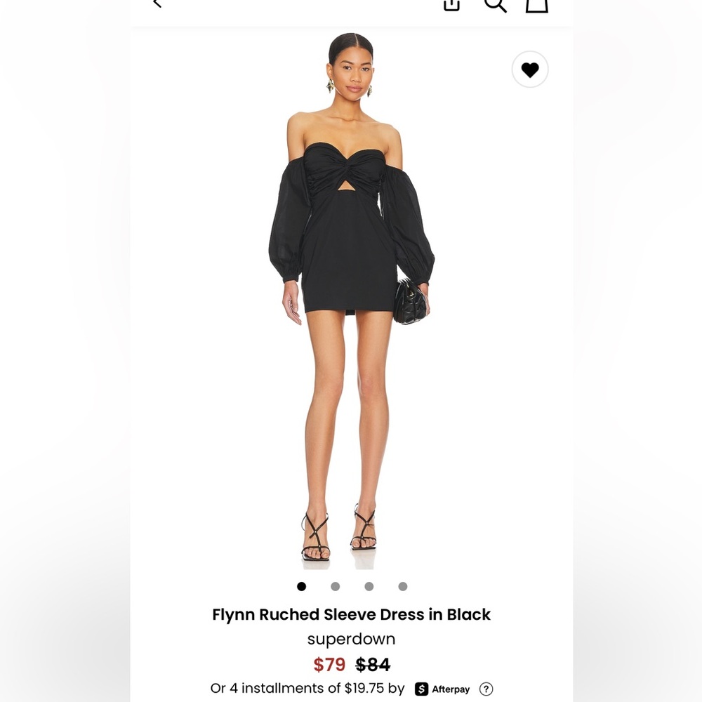 Flynn Ruched Sleeve Dress in Black